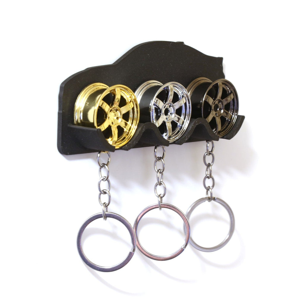32mm alloy wheel car silhouette keychain hanger