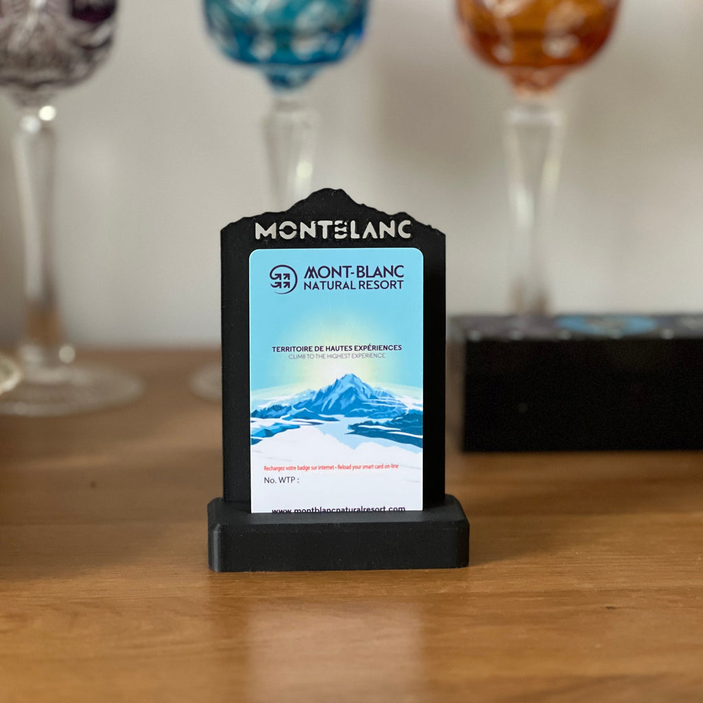 ski pass display stand holder