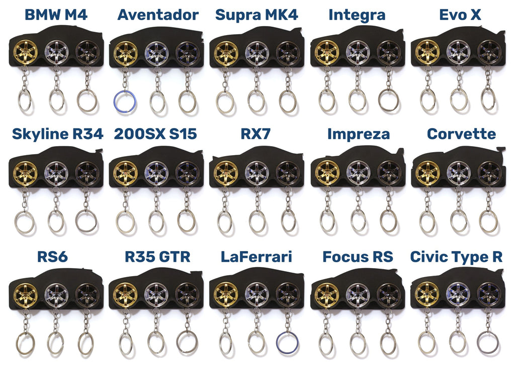 32mm alloy wheel car silhouette keychain hanger