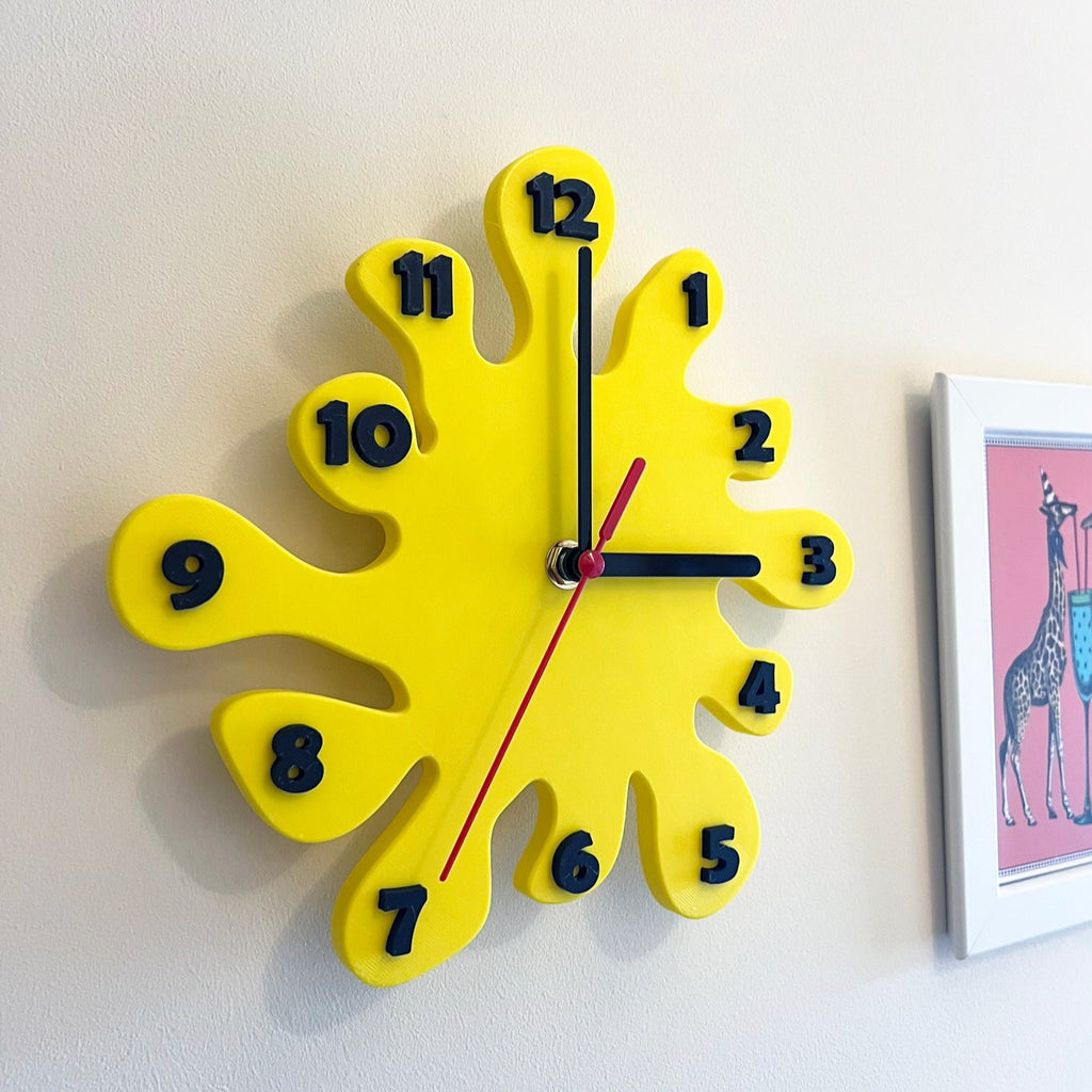 paint splat wall mounted clock colourful