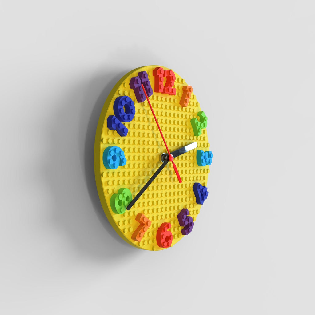 Round Rainbow Building Bricks Clock - MP3D