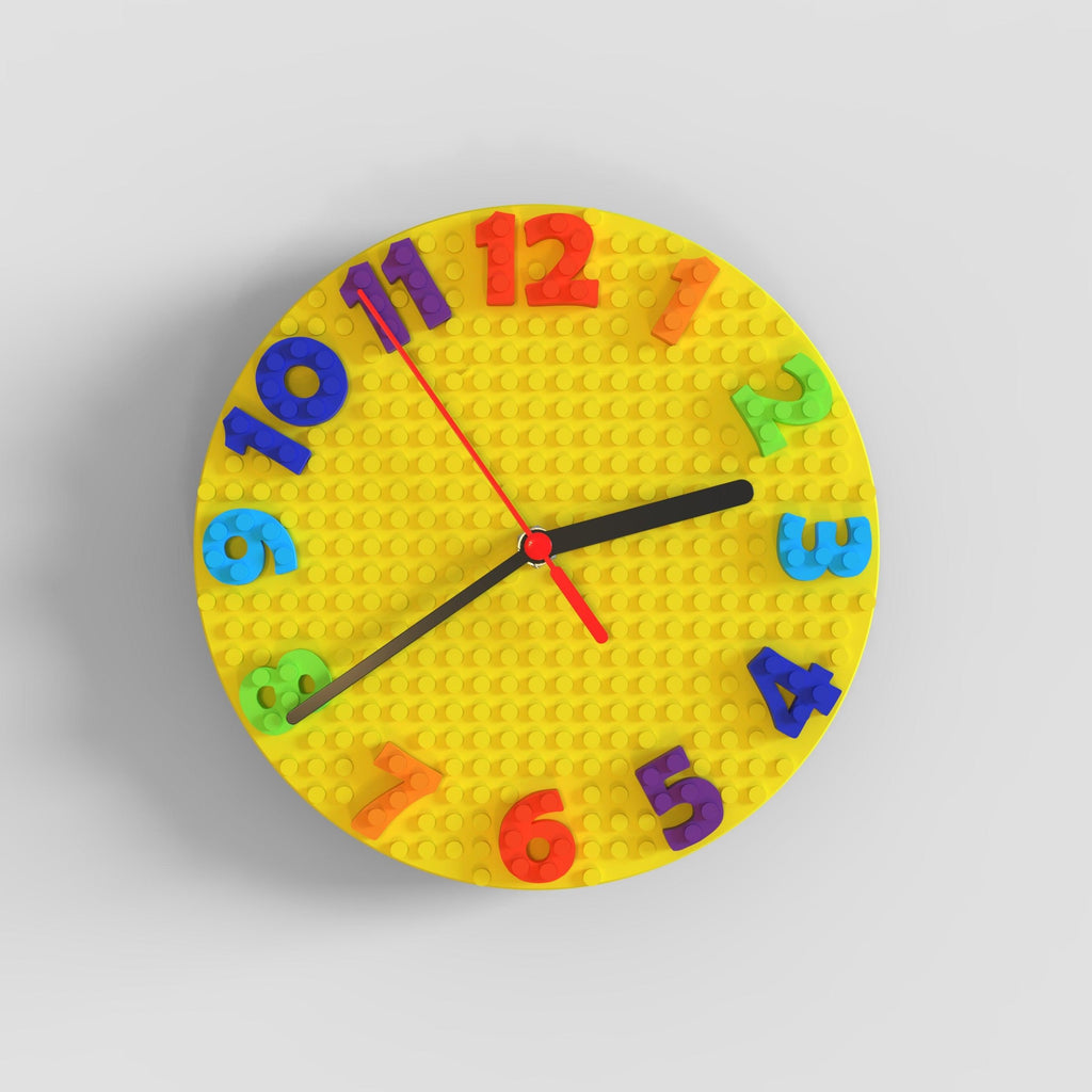 building bricks lego compatible colourful clock