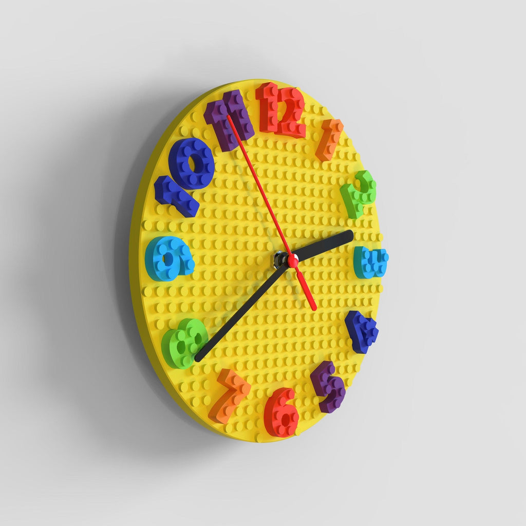 Round Rainbow Building Bricks Clock - MP3D