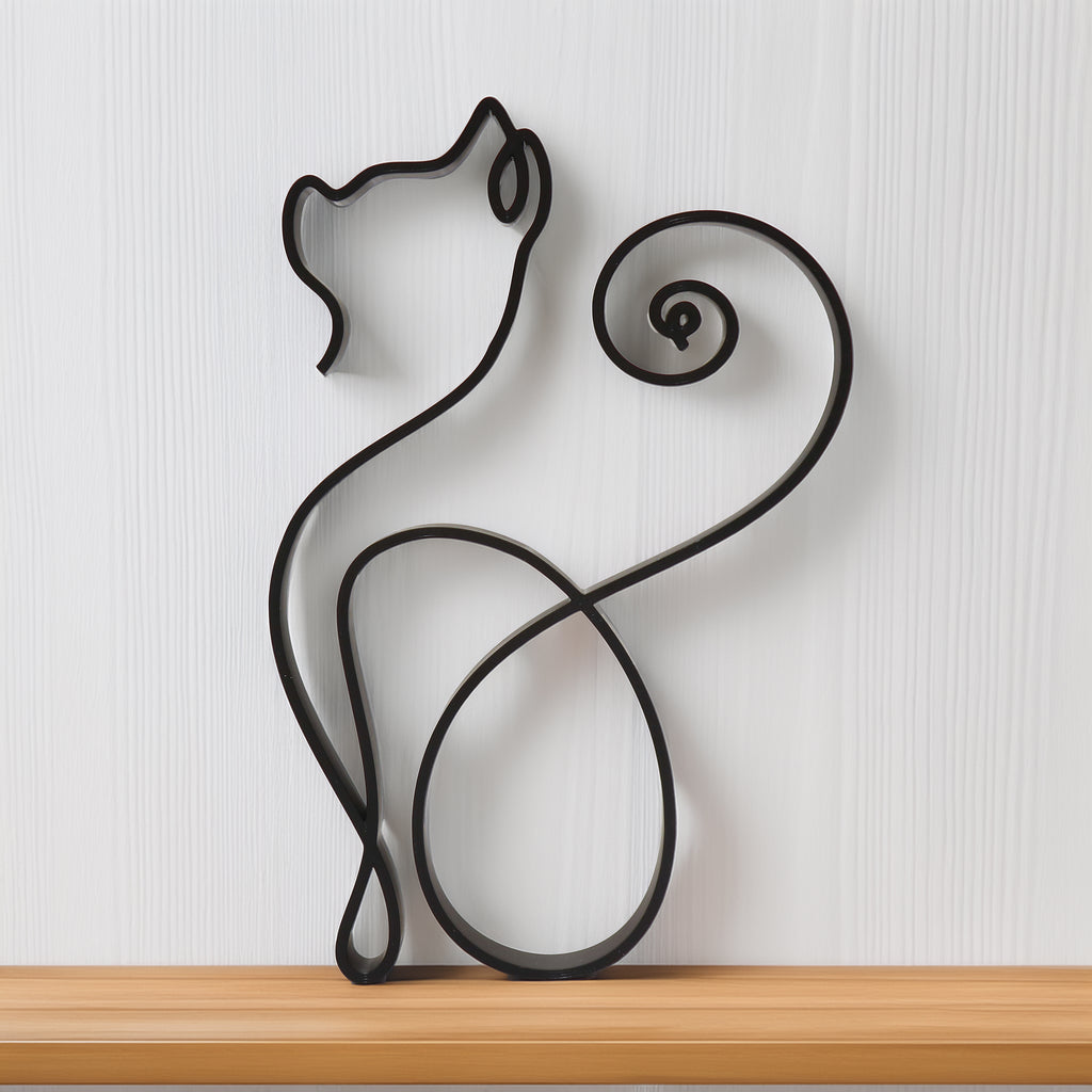 Cat Outline Sculpture Desk Shelf Art