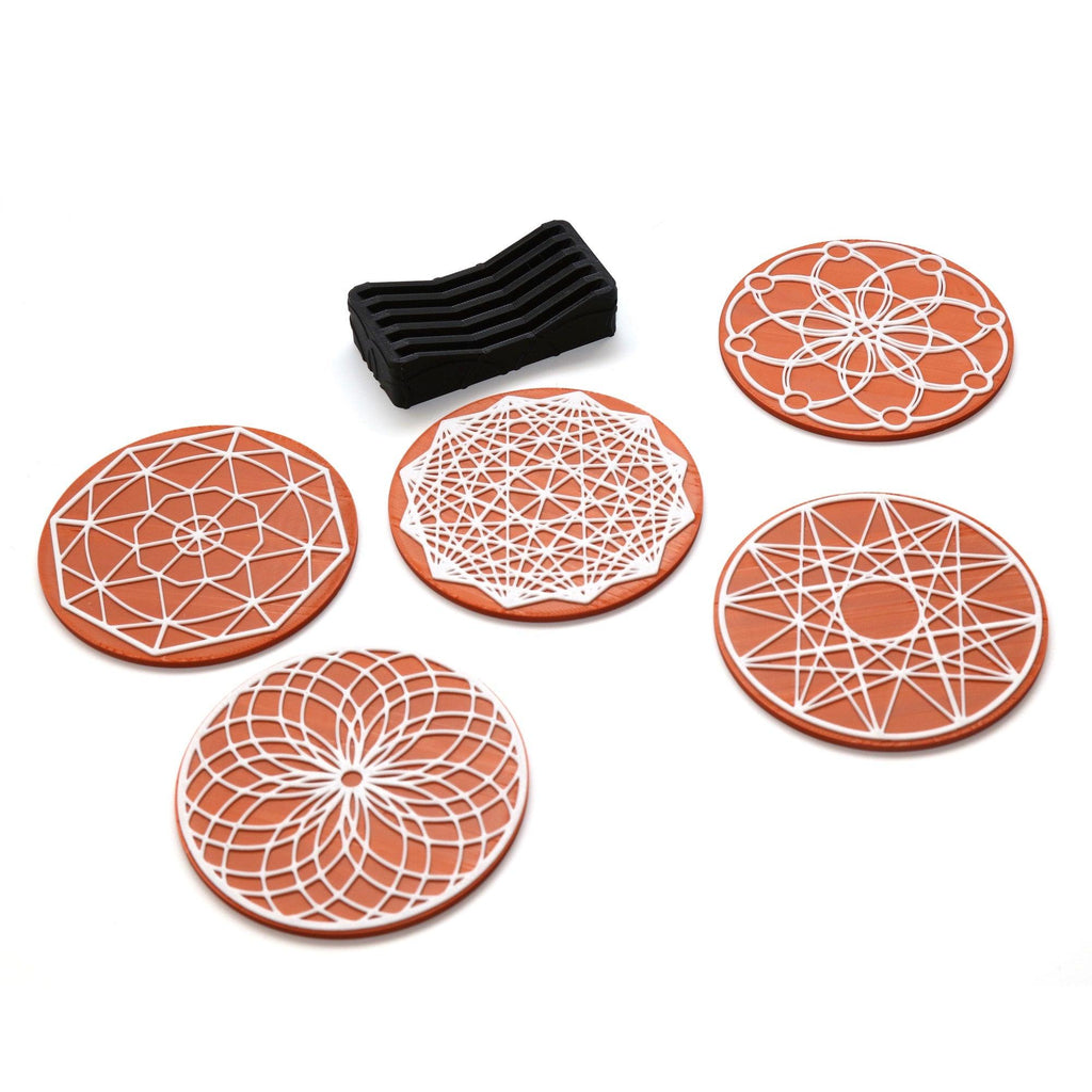 geometric pattern coaster set of 5