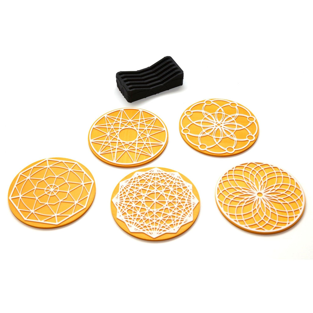 geometric pattern coaster set of 5