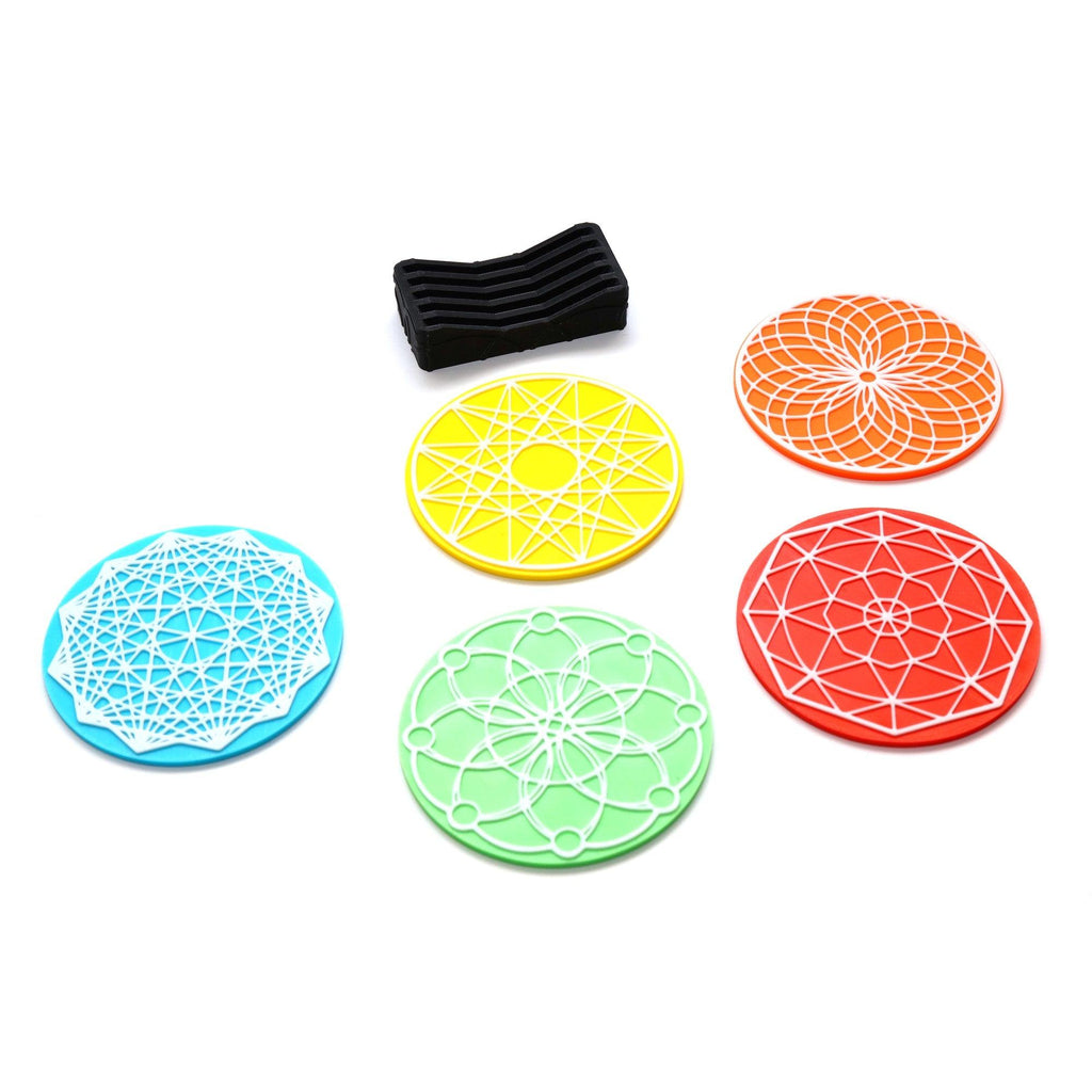 geometric pattern coaster set of 5