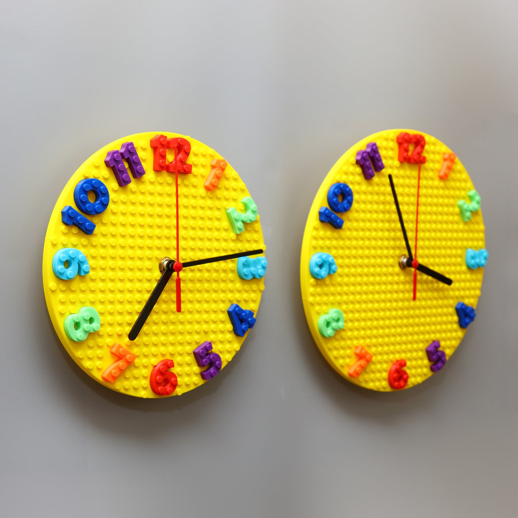 Round Rainbow Building Bricks Clock - MP3D