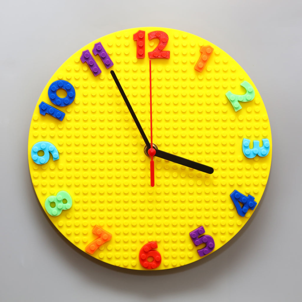 Round Rainbow Building Bricks Clock - MP3D