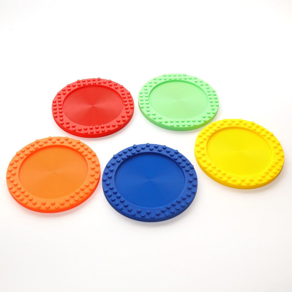 round lego compatible circular coasters colourful
