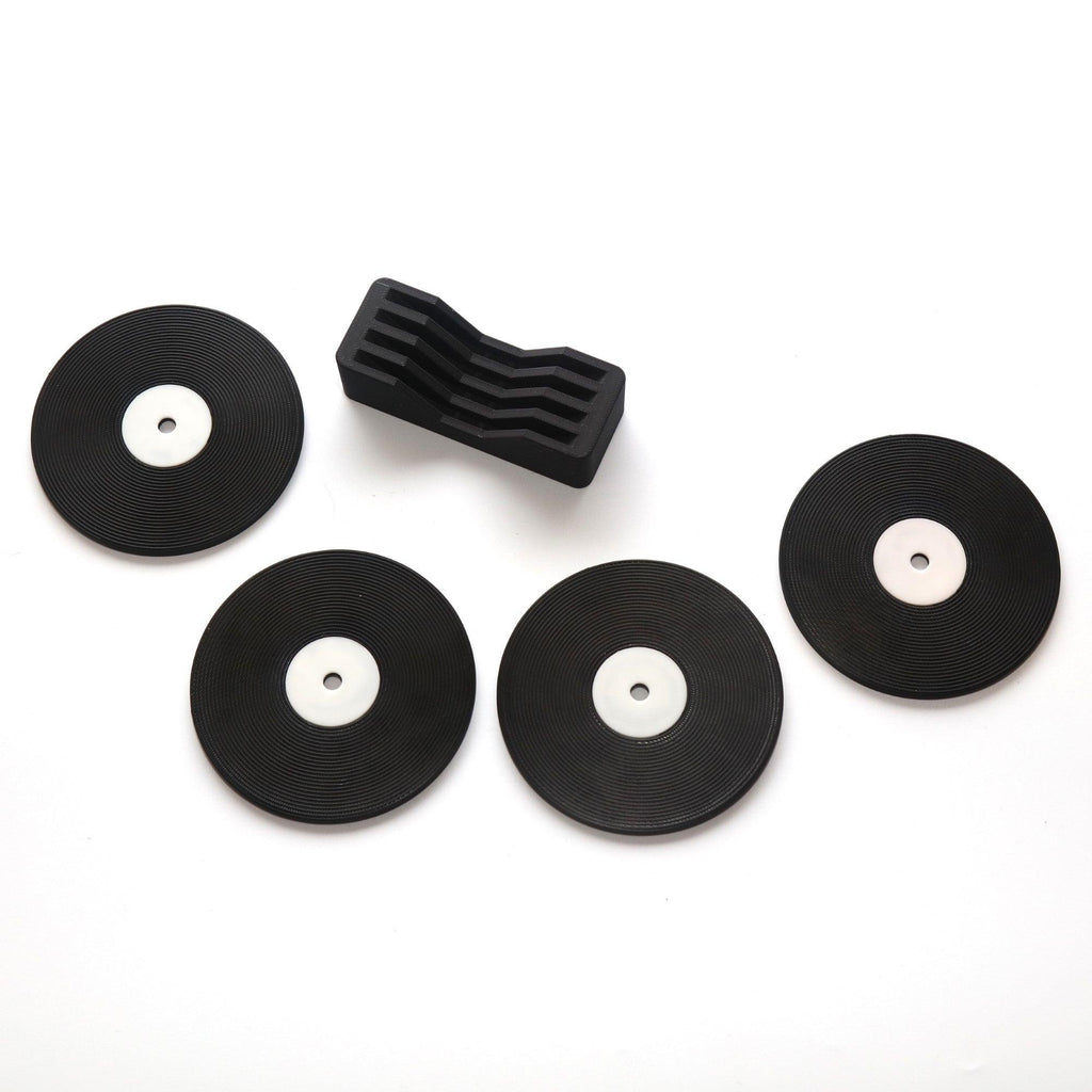 vinyl lp record coaster set kit holder