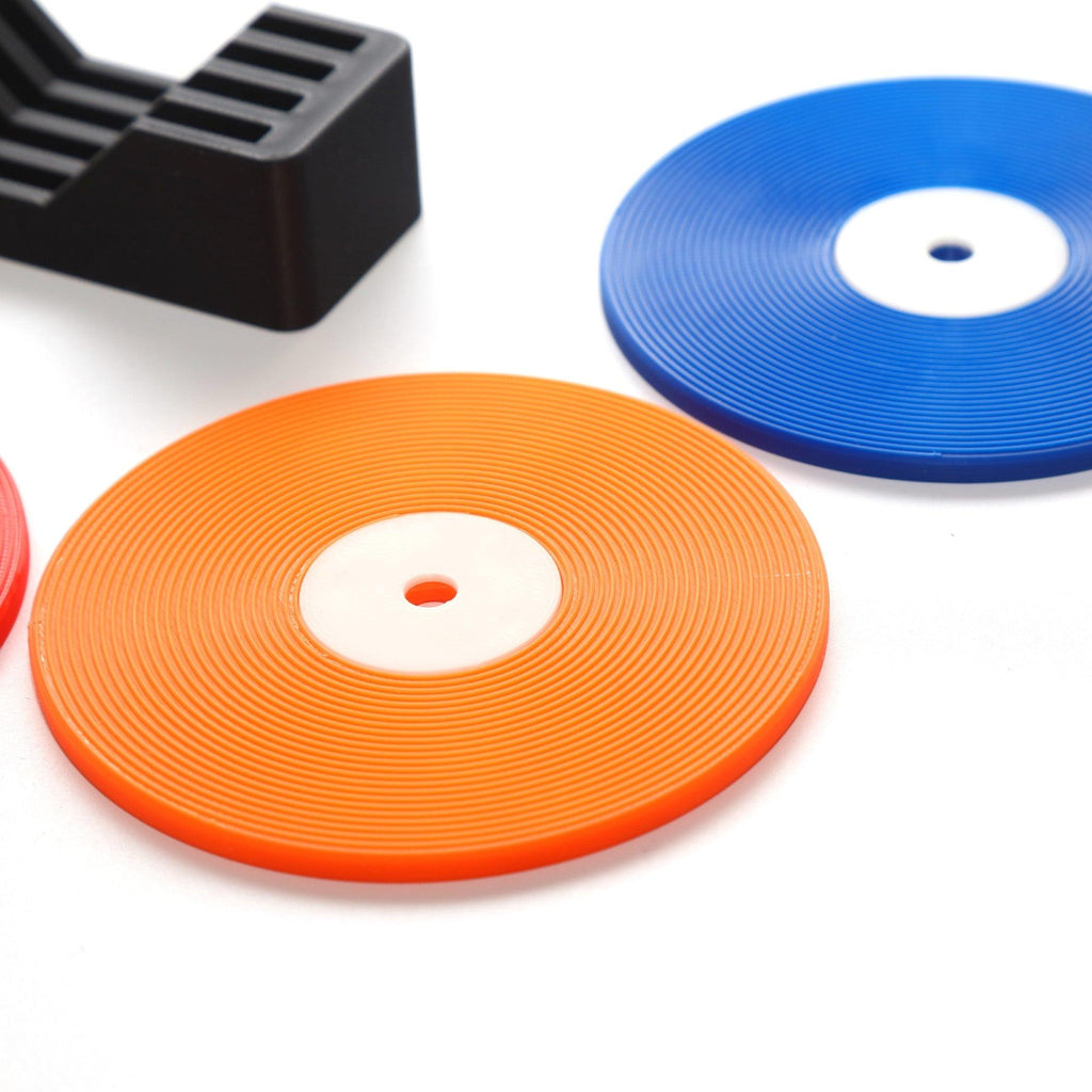 vinyl lp record coaster set kit holder colourful