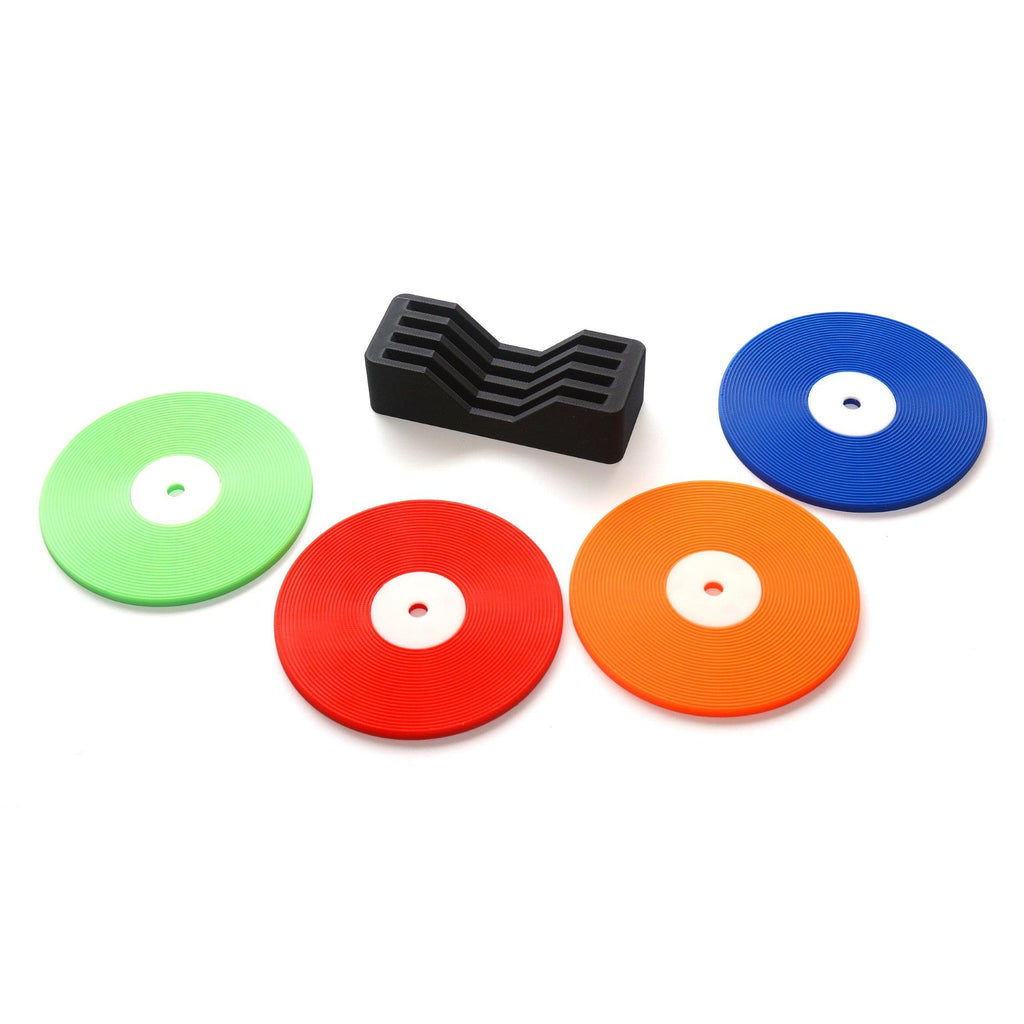 vinyl lp record coaster set kit holder colourful