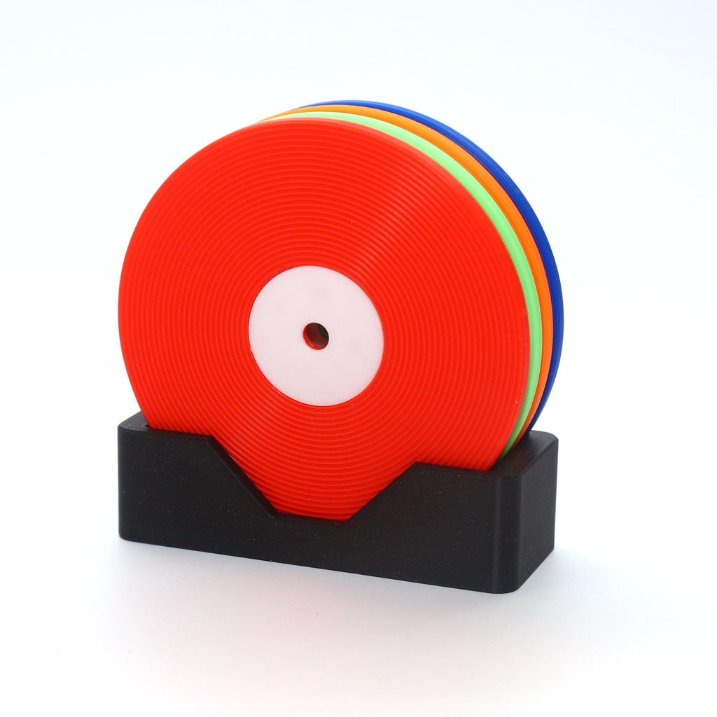 vinyl lp record coaster set kit holder colourful